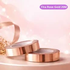 Fita Adesiva Rose Gold Efeito Metalizado Liso Para Decoração E Artesanato Impermeável 1CM 20M