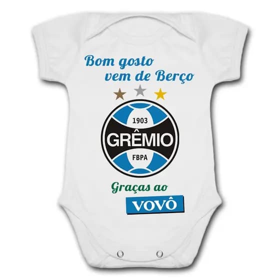 Body de Bebê Personalizado Grêmio Bom Gosto Vem de Berço Graças Ao Vovô