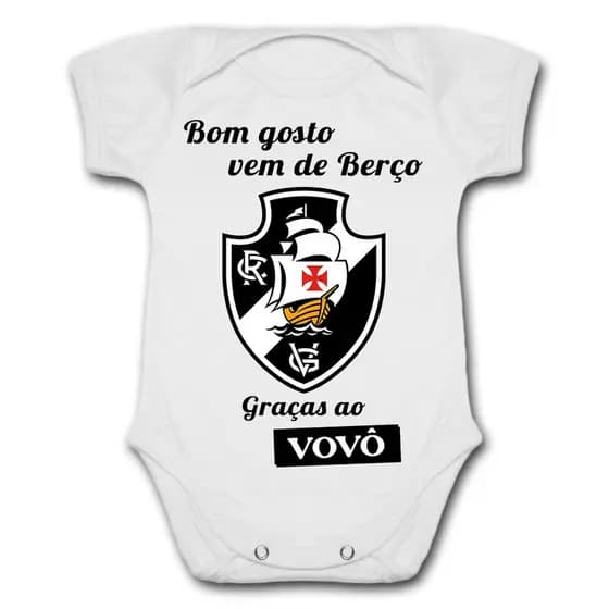 Body de Bebê Personalizado Vasco Bom Gosto Vem de Berço Graças Ao Vovô