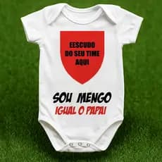 Body de Bebê Personalizado Com Nome e Número Sou M&ng0 Fl4m3ng0 Igual O Papai