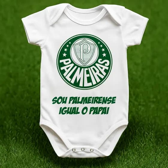 Body de Bebê Personalizado Palmeiras Palmeirense Igual o Papai