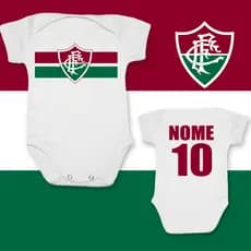 Body de Bebê Personalizado Fluminense Tricolor Com Nome e Número