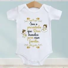 Body de Bebê roupa bebê unissex enxoval Frases Sou o Presentinho de Deus