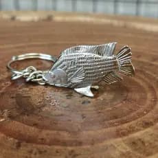 Chaveiro para Chave/Estojo/Mochila Peixe Pesca Pescaria Tilápia Níquel Prata