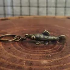Chaveiro para Chave/Estojo/Mochila Peixe Pesca Pescaria Traíra Ouro Envelhecido