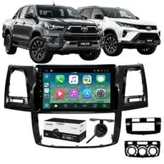 Central Multimídia 9 Pol Toyota Hilux SW4 Carplay Câmera de Ré Comando de Volante 2006 até 2016