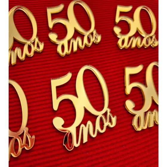 Aplique Acrílico Espelhado Dourado, Idade -15 anos - 25 anos - 50 Anos e outros modelos  20 Peças