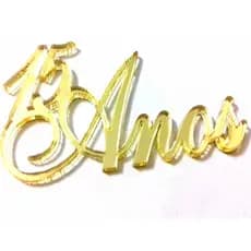 Aplique Acrílico Espelhado Dourado,15 Anos, 20 Unidades