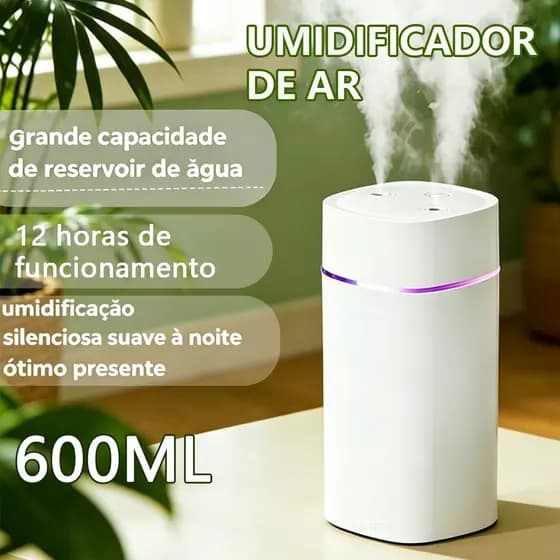 Umidificador Aromatizador Grande De Ambiente Spray Duplo 600ml Purificador De Ar Para Quarto