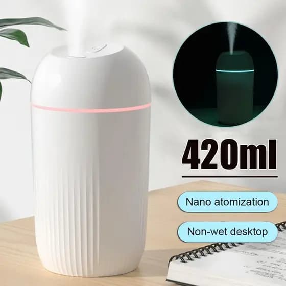 Umidificador De Ar Aromatizador Purificador Ambiente Difusor De Aromas Para Carro 420ML