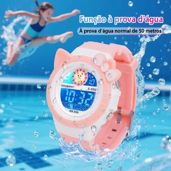 Relógio Digital Infantil Alarme A Prova D Água Relogio Para Criança Esportivo Luminoso Luz LED