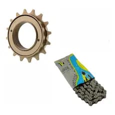 Kit Bike Catraca 16 Dentes Corrente Grossa Sem Marcha.