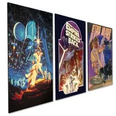 kit 3 Quadro Decorativo Star Wars Retro Quarto Sala Geek