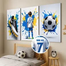 Quadros Decorativos Futebol e Basquete Quarto Menino com Nome Personalizavel