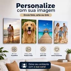Kit com 4 quadros personalizados com foto ou imagem placa decorativa decoração sala quarto