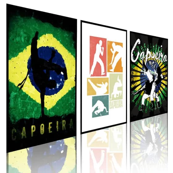 kit 3 Quadros Decorativos Capoeira Arte Brasil