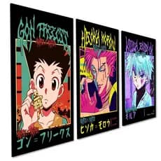 kit 3 Quadro Decorativo Anime Hunter x Hunter Quarto Sala Geek Universo otaku Mangá