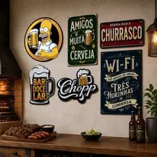 Conjunto de Quadros Área Gourmet Churrasqueira Acompanha Fita Dupla Face
