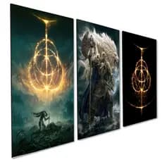 Kit 3 Quadros Decorativos Quarto Gamer Elden Ring