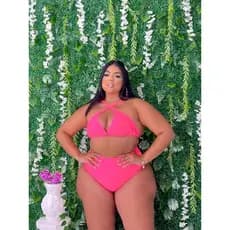 biquíni cintura alta plus hot pant disfarça barriga