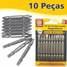 Kit Ponteira Parafusadeira Com 10 Bit Ponta Dupla Magnético