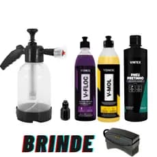 Kit Lavar Carro Snow Foam Pulverizador 2L  V-floc V-mol Pneu pretinho+ aplicador brinde