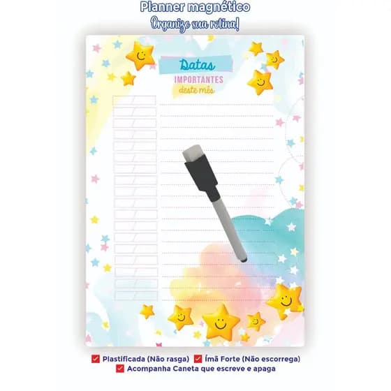 Lousa imã Geladeira 15x20 20x28|Planner Porta Recados Organizador Lista Compras caneta que escreve
