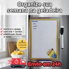 Minions Lousa imã Geladeira 15x20 20x28|Planner Porta Recado Organizador Lista Compras caneta escreve apaga