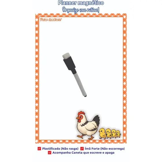 Lousa imã Geladeira 15x20 20x28|Planner Porta Recados Organizador Lista Compras caneta escreve