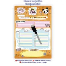 Panda Lousa imã Geladeira 15x20 20x28|Planner Porta Recados Organizador Lista Compras caneta escreve
