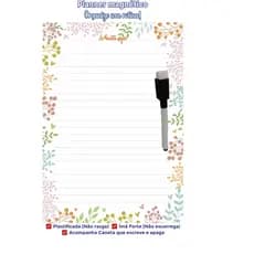 Flores Lousa Geladeira 15x20 20x28|Planner Porta Recados Organizador Lista Compras caneta escreve