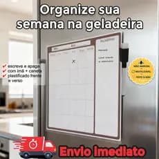 Planner Magnético Geladeira Porta Recados Lista de Compras Calendário Permanente Quadro Branco com Caneta