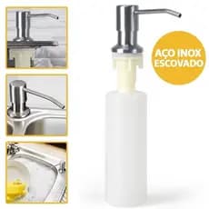 Dispenser De Detergente Com Dosador 350ml Para Porta Sabonete Líquido Embutir De Inox Pia Cozinha Detergente