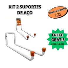 Kit Com 2 Suportes Gancho De Parede Aço 30cm Até 10kg Multiuso De Pendurar Bicicleta Escada Mangueira Promoção