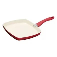 Frigideira Grill Alumínio Cerâmica Antiaderente 24cm Bistequeira Grelhar Sem Gordura Quadrada