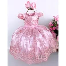 Vestido de Festa Batizado Infantil Aniversário Casamento Batizado Daminha Luxo Vestido Infantil Realeza Renda Luxo