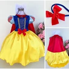 Vestido Fantasia Infantil Branca de Neve Completa Fantasia Branca de Neve Infantil