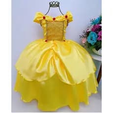 Fantasia Infantil A Bela e a Fera Vestido Infantil A Bela e a Fera Luxo Princesas Luxo