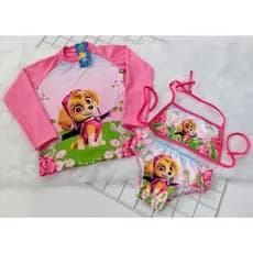 Biquini Infantil com Blusa Proteção Solar Infantil Manga Longa UV50 Roupa para Praia e Piscina Meninas