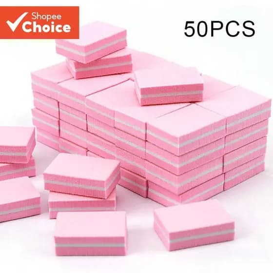 Kit 10/50 Mini Lixa Bloco Unha Gel Porcelana Polidora Descartável Manicure Buffer Pronto Entrega
