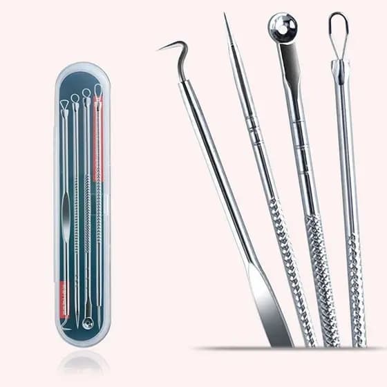 Kit Removedor De Cravos E Espinhas Extrator Cureta Com Estojo Cuidados Com A Pele Pronta Entrega