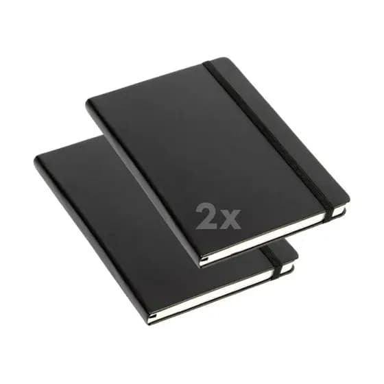 Kit 2 Cadernetas Moleskine Capa Dura Universitária Executiva Escolar Com Elástico 80 Folhas Com ou Sem Pauta