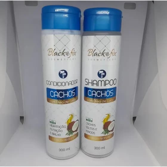 Kit Shampoo + Condicionador Cachos Óleo de Coco Black Fix | Hidratação e Definição dos Cachos