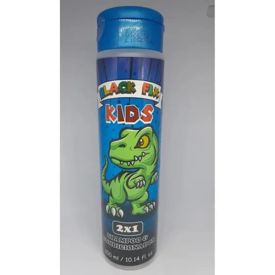 Shampoo Infantil 2 em 1 Dino Black Fix 300ml Limpeza Condicionador Cheiro Tuti Frutti