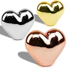 Mini Coração Decorativo em Cerâmica Luxo Prata/ Dourado/ Rosé Gold