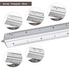 Escalímetro N°1 Régua Triangular Metal 30 Cm Escalas