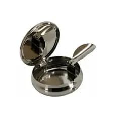 Cinzeiro De Bolso Luxo Em Metal Aço Inox Automático Portátil
