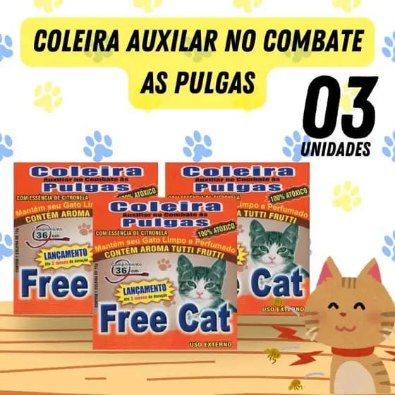 3Un Coleira Anti-Pulga Cachorro Gato Pet