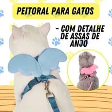 Coleira Gato Luxo Peitoral Com Guia  Ajustavel Seguro