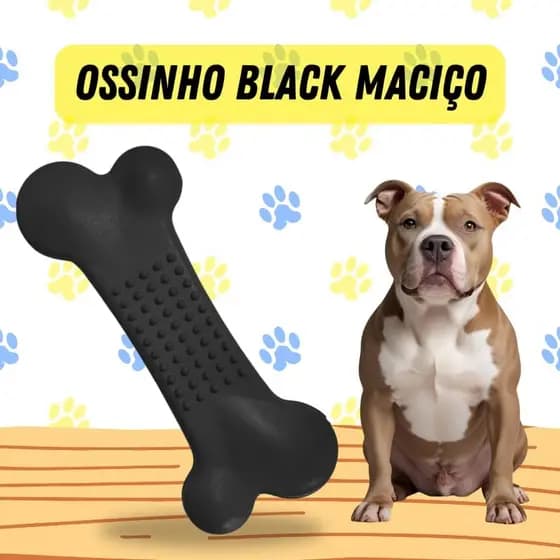 Osso Mordedor Brinquedo Para Cães – Borracha Atóxica e Super Reforçada Black